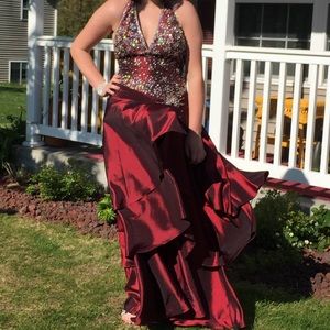 Burgundy Tiffany Designs Prom Dress